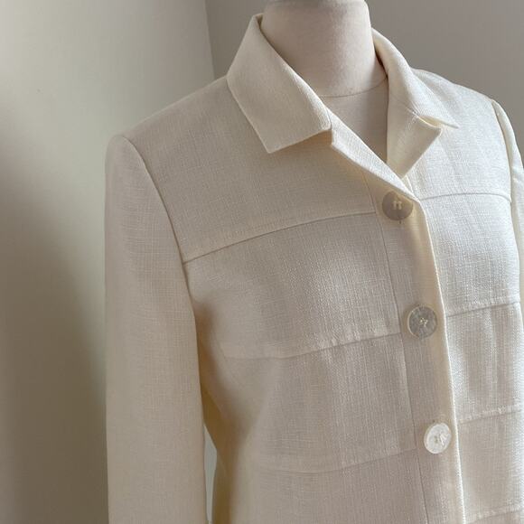 VINTAGE Henry Lee Blazer Womens Sz 10 Petite Cream Button Down - Picture 2 of 6